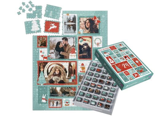 Puzzle 1000 dielikov na 24 dní - vianočná koláž vrátane osobnej škatuľky