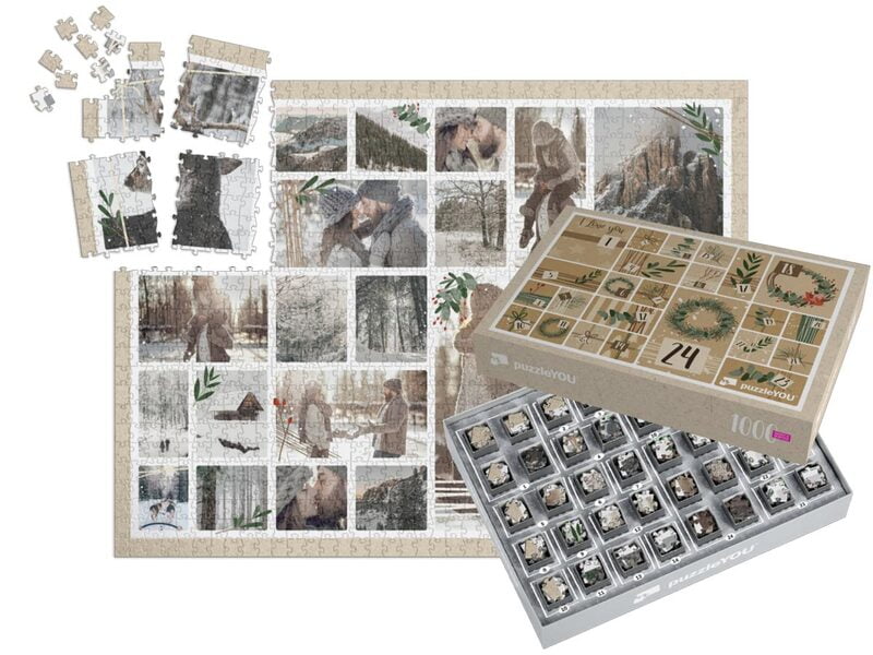 Fotopuzzle koláž s 24 fotkami a vianočnou škatuľkou